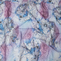 Blue & Purple Abstract Floral Printed Somali Cotton Voile Dirac Fabric, 3.5 Mtrs Piece, 140 cm Width, Made in India-D26665