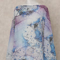 Blue & Purple Abstract Floral Printed Somali Cotton Voile Dirac Fabric, 3.5 Mtrs Piece, 140 cm Width, Made in India-D26665