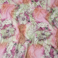 Pink & Green Abstract Floral Printed Somali Cotton Voile Dirac Fabric, 3.5 Mtrs Piece, 140 Cms Width, Made in India-D26666