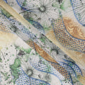 Green & Yellow Abstract Floral Printed Somali Cotton Voile Dirac Fabric, 3.5 Mtrs Piece, 140 Cms Width, Made in India-D26667