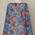 Blue Multi-Color Floral Printed Somali Cotton Voile Dirac Fabric, 3.5 Mtrs Piece, 140 cm Width, Made in India-D26662