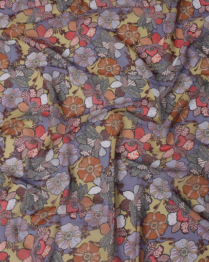 Multicolor Floral Printed Somali Cotton Voile Dirac Fabric, 3.5 Mtrs Piece, 140 cm Width, Made in India-D26663