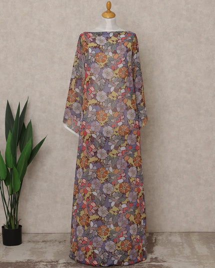 Multicolor Floral Printed Somali Cotton Voile Dirac Fabric, 3.5 Mtrs Piece, 140 cm Width, Made in India-D26663