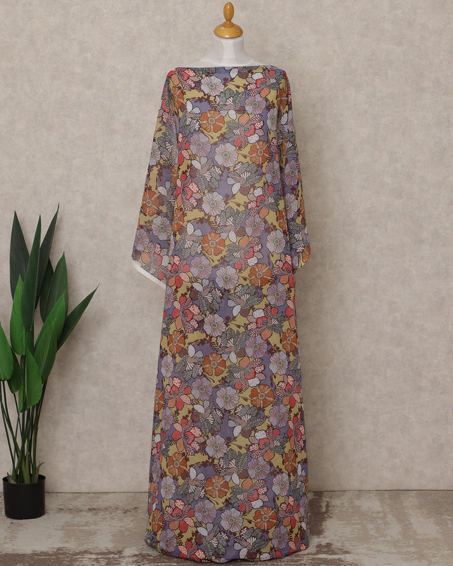 Multicolor Floral Printed Somali Cotton Voile Dirac Fabric, 3.5 Mtrs Piece, 140 cm Width, Made in India-D26663