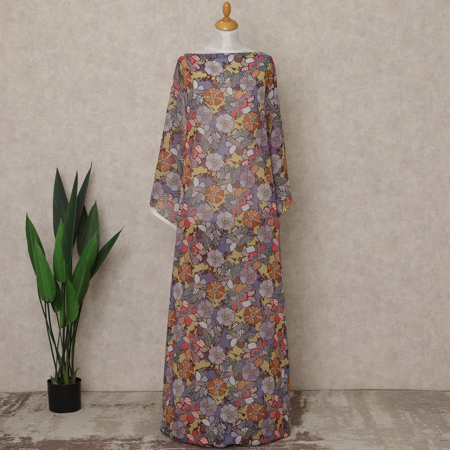 Multicolor Floral Printed Somali Cotton Voile Dirac Fabric, 3.5 Mtrs Piece, 140 cm Width, Made in India-D26663