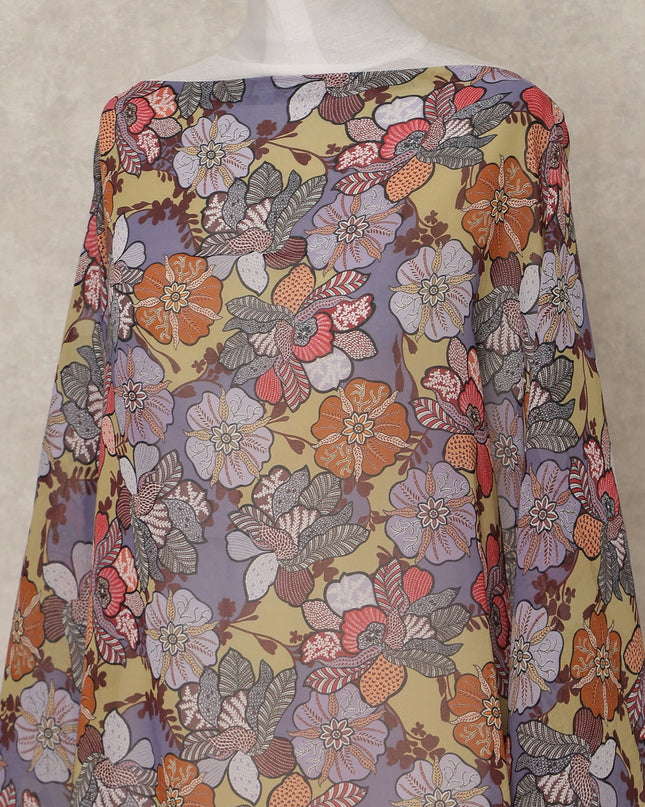 Multicolor Floral Printed Somali Cotton Voile Dirac Fabric, 3.5 Mtrs Piece, 140 cm Width, Made in India-D26663