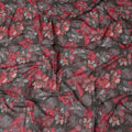Black & Red Cotton Voile Traditional Sudanese Thobe with Floral Print, 4.5 Mtrs Piece, Width 140 Cms, Made in India-D26458