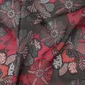 Black & Red Cotton Voile Traditional Sudanese Thobe with Floral Print, 4.5 Mtrs Piece, Width 140 Cms, Made in India-D26458