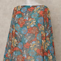 Teal Multi-Color Floral Printed Somali Cotton Voile Dirac Fabric, 3.5 Mtrs Piece, 140 cm Width, Made in India-D26660