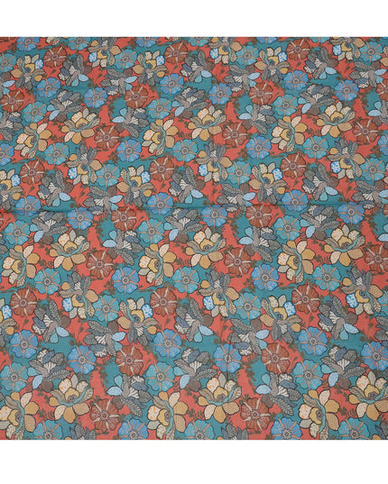 Multicolor Cotton Voile Traditional Sudanese Thobe with Floral Print, 4.5 Mtrs Piece, Width 140 Cms, Made in India-D26459