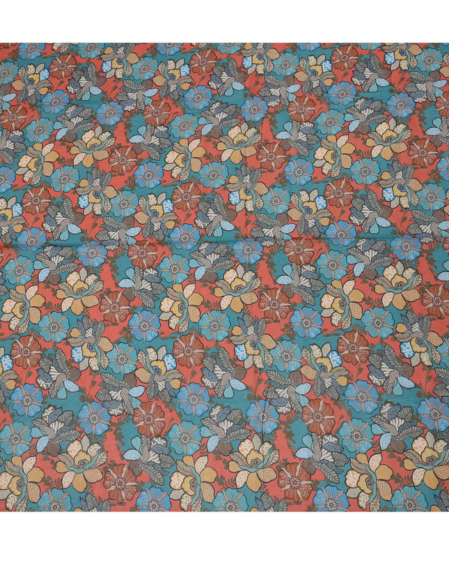 Multicolor Cotton Voile Traditional Sudanese Thobe with Floral Print, 4.5 Mtrs Piece, Width 140 Cms, Made in India-D26459