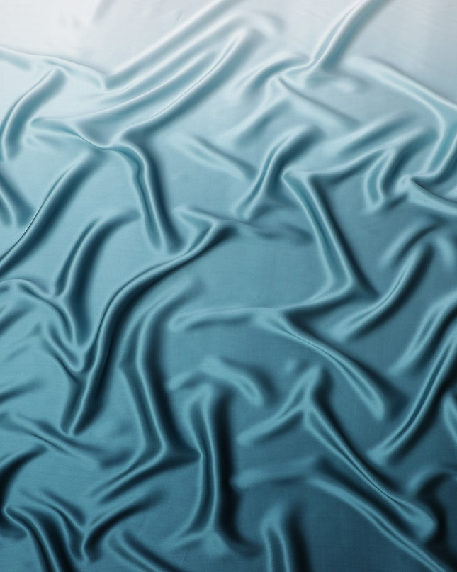 Blue Ombre Dyed Pure Silk Satin Fabric, 110 Cms Width, South Korea-D25208