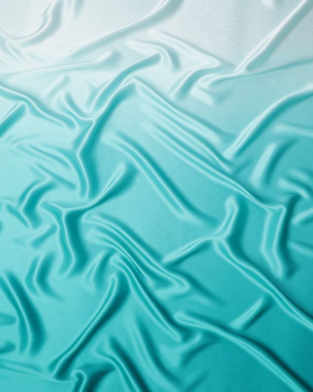 Aqua Ombre Pure Silk Satin Fabric, 110 Cms Width, South Korea-D25214