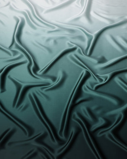 Green Ombre Dyed Pure Silk Satin Fabric, 110 Cms Width, South Korea-D25210