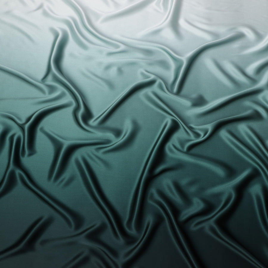 Green Ombre Dyed Pure Silk Satin Fabric, 110 Cms Width, South Korea-D25210