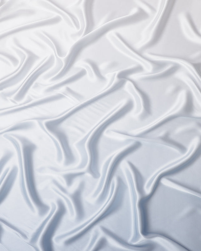 White Blue Ombre Pure Silk Satin Fabric Smooth Glossy Luxurious Flowing Draping Material Elegant Subtle Gradient Design 110 Cms Width Premium Quality Soft Finish South Korea Origin-D28884 Regal Fabrics
