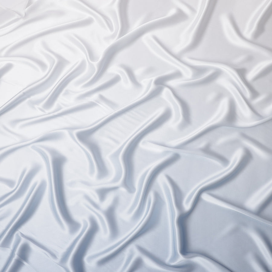 White Blue Ombre Pure Silk Satin Fabric Smooth Glossy Luxurious Flowing Draping Material Elegant Subtle Gradient Design 110 Cms Width Premium Quality Soft Finish South Korea Origin-D28884 Regal Fabrics