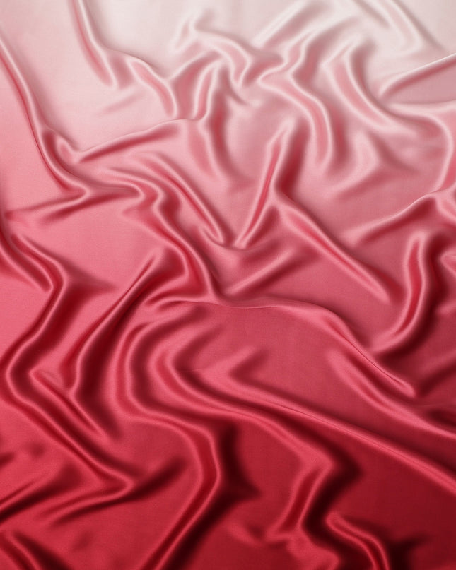Red Pink Ombre Pure Silk Satin Fabric Smooth Glossy Luxurious Flowing Draping Material Elegant Gradient Design 110 Cms Width Premium Quality Soft Finish South Korea Origin-D28880 Regal Fabrics
