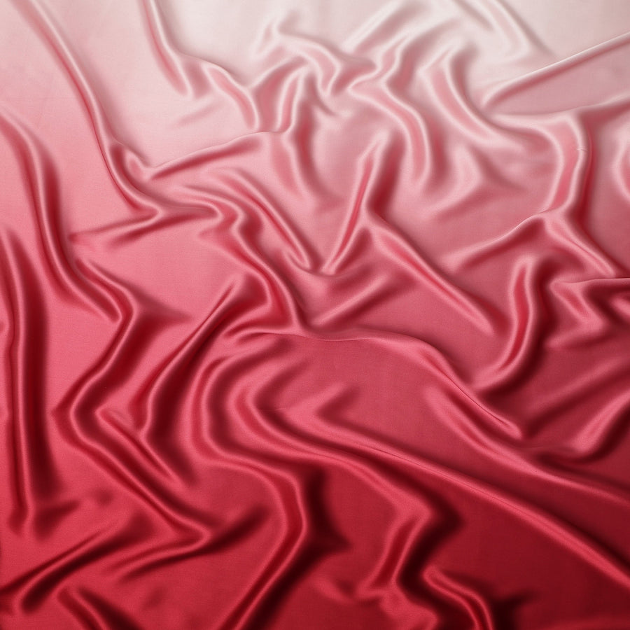 Red Pink Ombre Pure Silk Satin Fabric Smooth Glossy Luxurious Flowing Draping Material Elegant Gradient Design 110 Cms Width Premium Quality Soft Finish South Korea Origin-D28880 Regal Fabrics