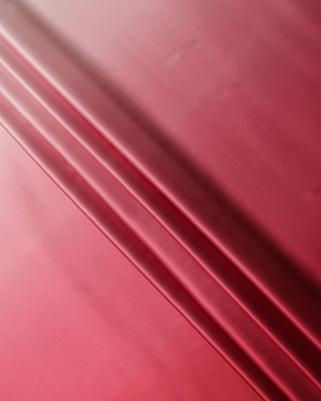 Red Pink Ombre Pure Silk Satin Fabric Smooth Glossy Luxurious Flowing Draping Material Elegant Gradient Design 110 Cms Width Premium Quality Soft Finish South Korea Origin-D28880 Regal Fabrics