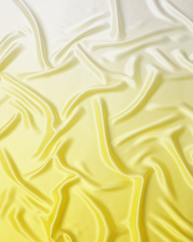 Yellow White Ombre Pure Silk Satin Fabric Smooth Glossy Luxurious Flowing Draping Material Elegant Gradient Design 110 Cms Width Premium Quality Soft Finish South Korea Origin-D28883 Regal Fabrics