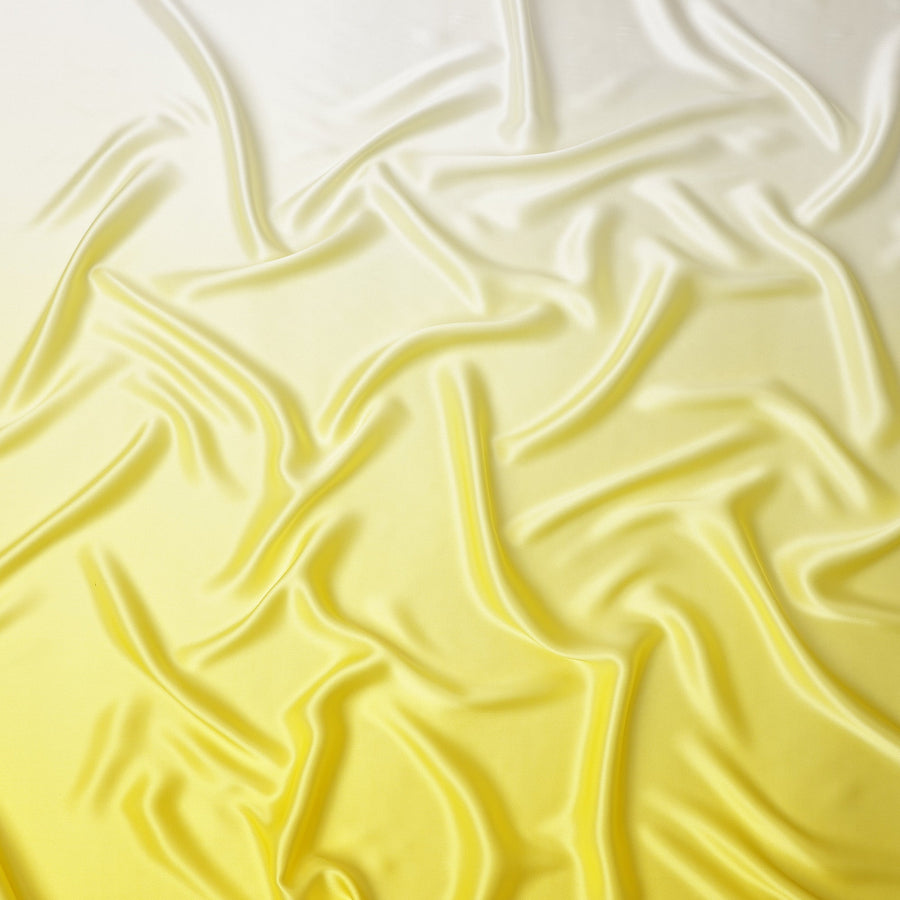 Yellow White Ombre Pure Silk Satin Fabric Smooth Glossy Luxurious Flowing Draping Material Elegant Gradient Design 110 Cms Width Premium Quality Soft Finish South Korea Origin-D28883 Regal Fabrics