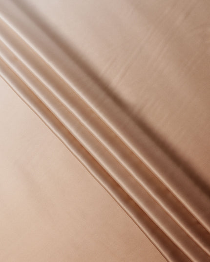 Beige Solid Silk Satin Fabric 110 Cms Width South Korea-D24999