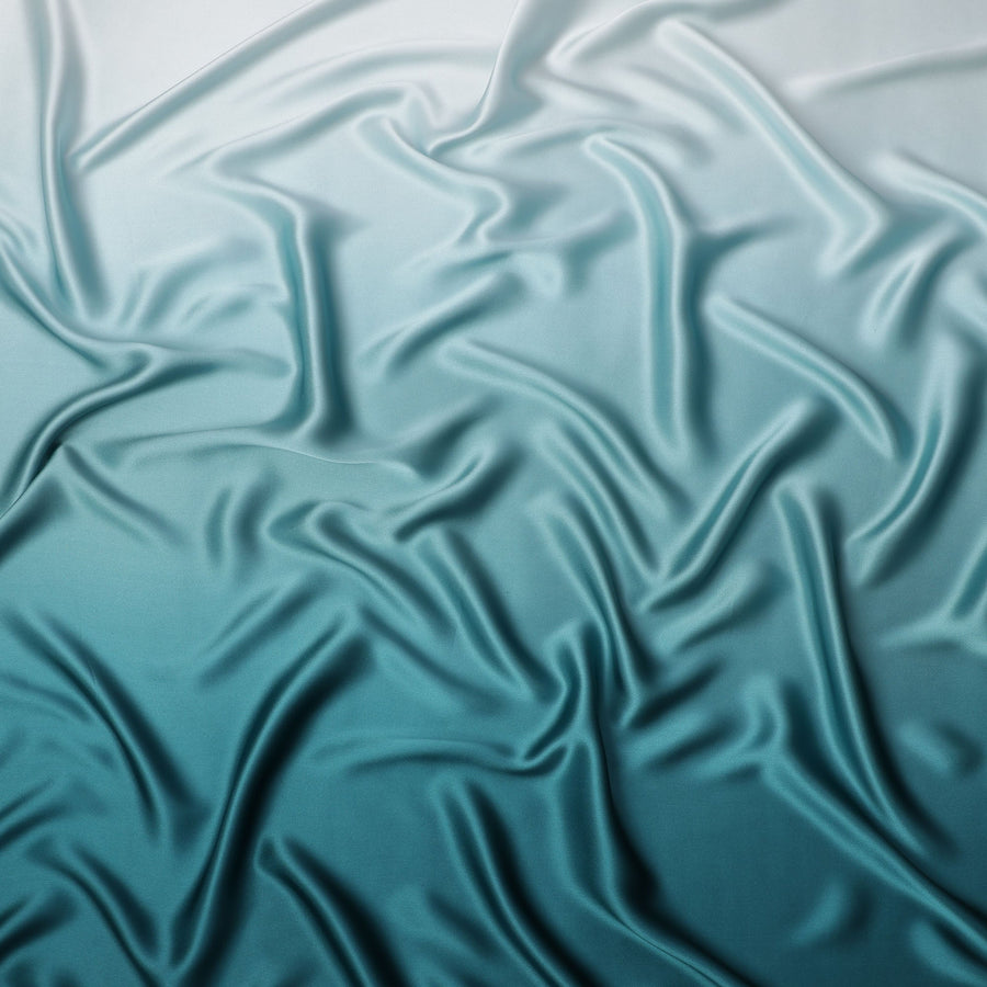 Teal Ombre Silk Satin Fabric 110 Cms Width South Korea-D25003