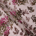 Blush Pink Multicolor Floral Pattern Synthetic Velvet Chiffon Fabric 110 Cms Width South Korea-D25012