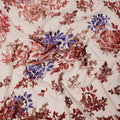 Cream Multicolor Floral Pattern Synthetic Velvet Chiffon Fabric 110 Cms Width South Korea-D25011