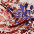 Cream Multicolor Floral Pattern Synthetic Velvet Chiffon Fabric 110 Cms Width South Korea-D25011