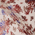 Cream Multicolor Floral Pattern Synthetic Velvet Chiffon Fabric 110 Cms Width South Korea-D25011