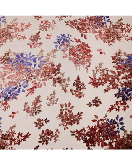 Cream Multicolor Floral Pattern Synthetic Velvet Chiffon Fabric 110 Cms Width South Korea-D25011