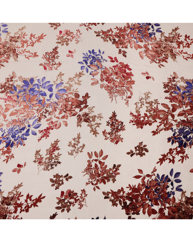Cream Multicolor Floral Pattern Synthetic Velvet Chiffon Fabric 110 Cms Width South Korea-D25011