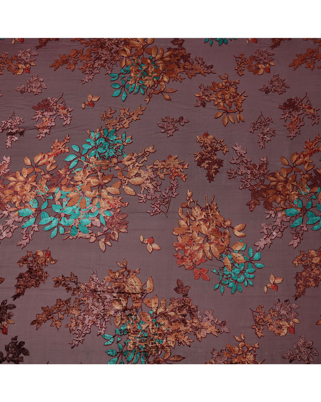 قماش شيفون مخملي صناعي بنقشة زهور متعددة الألوان باللون البني، عرض 110 سم، كوريا الجنوبية - D25010