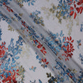 White Multicolor Floral Pattern Synthetic Chiffon Velvet Fabric 110 Cms Width South Korea-D25009