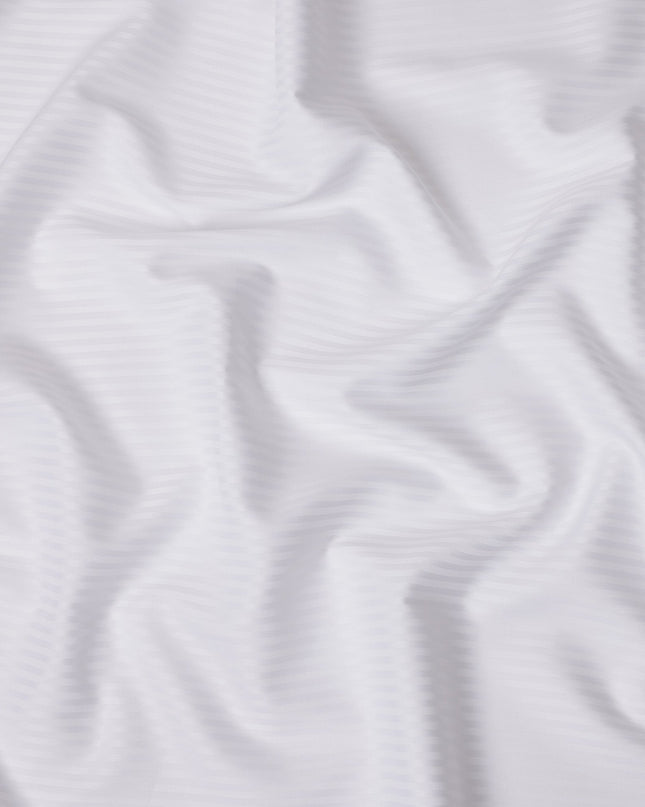 White Self-Stripe 100% Cotton Italian Shirting Fabric, 150 Cms, Italy-D25156