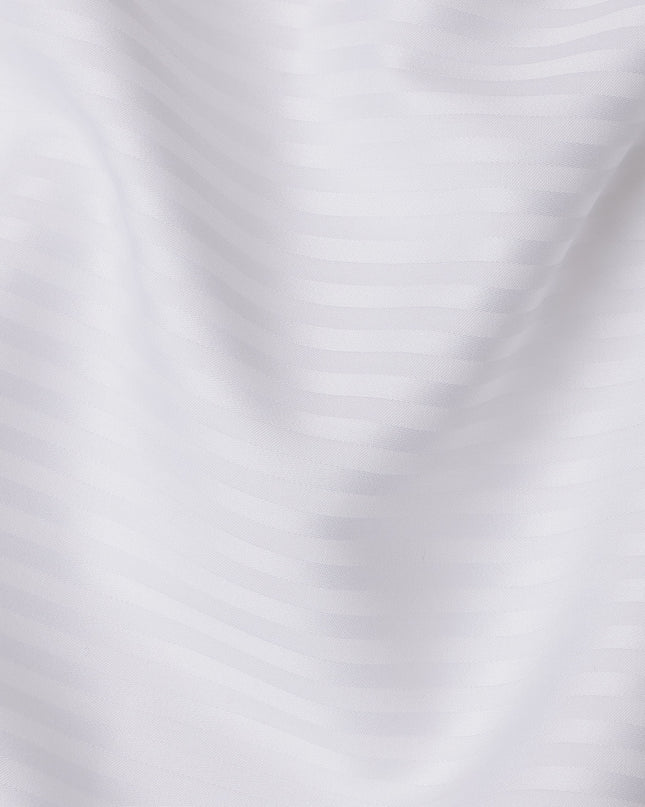 White Self-Stripe 100% Cotton Italian Shirting Fabric, 150 Cms, Italy-D25156