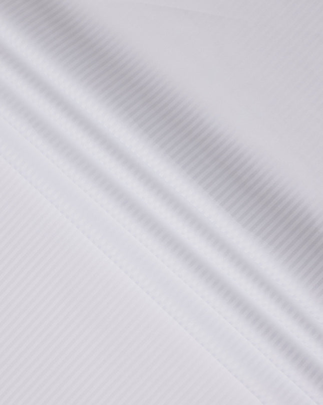 White Self-Stripe 100% Cotton Italian Shirting Fabric, 150 Cms, Italy-D25156