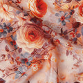 Pink Floral Pure Silk Crepe Fabric 110cm - 1086637
