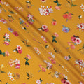 Yellow Floral Pure Silk Crepe Fabric 110cm - 1086668