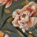Green Floral Pure Silk Crepe Fabric 110cm - 1086712