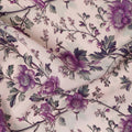 Purple Floral Pure Silk Crepe Fabric 110cm - 1086880