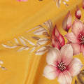 Yellow Floral Pure Silk Crepe Fabric 110cm - 1086927