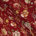 Red Floral Pure Silk Crepe Fabric 110cm - 1087092