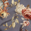 Grey Floral Pure Silk Crepe Fabric 110cm - 1087108