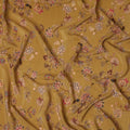 Yellow Floral Pure Silk Crepe Fabric 110cm - 1087153