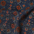 Blue Geometric Pure Silk Crepe Fabric 110cm - 1087252