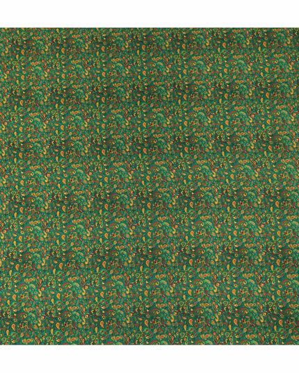 Green Paisley Pure Silk Crepe Fabric 110cm - 1087269