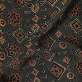 Brown Geometric Pure Silk Crepe Fabric 110cm - 1087306